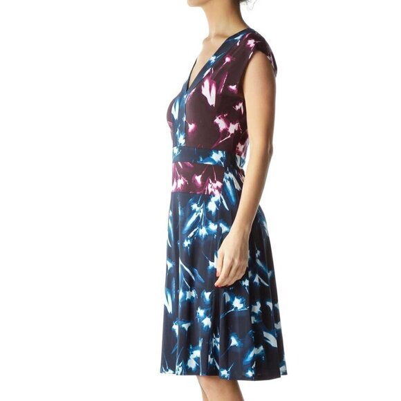 BCBG MaxAzria Purple Print Empire Waist A-Line Dress - Picture 3 of 3